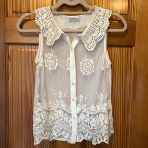 Sheer Ivory Lacy Tank